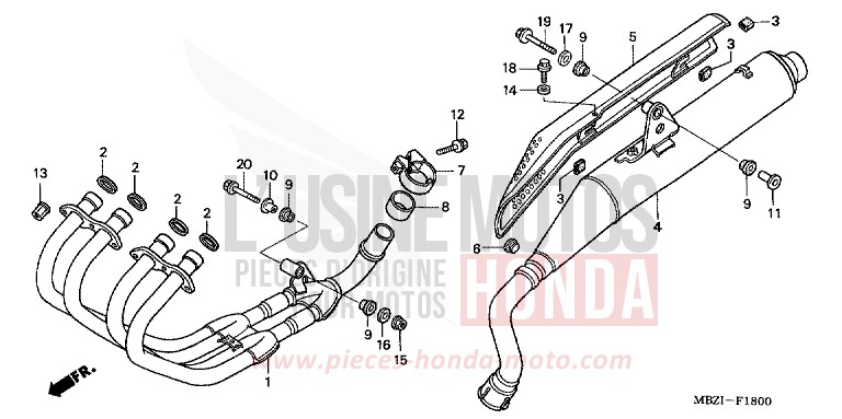 ABGAS-SCHALLDAEMPFER (CB600F2/F22) von Hornet S FORCE SILVER METALLIC (NH411) von 2002